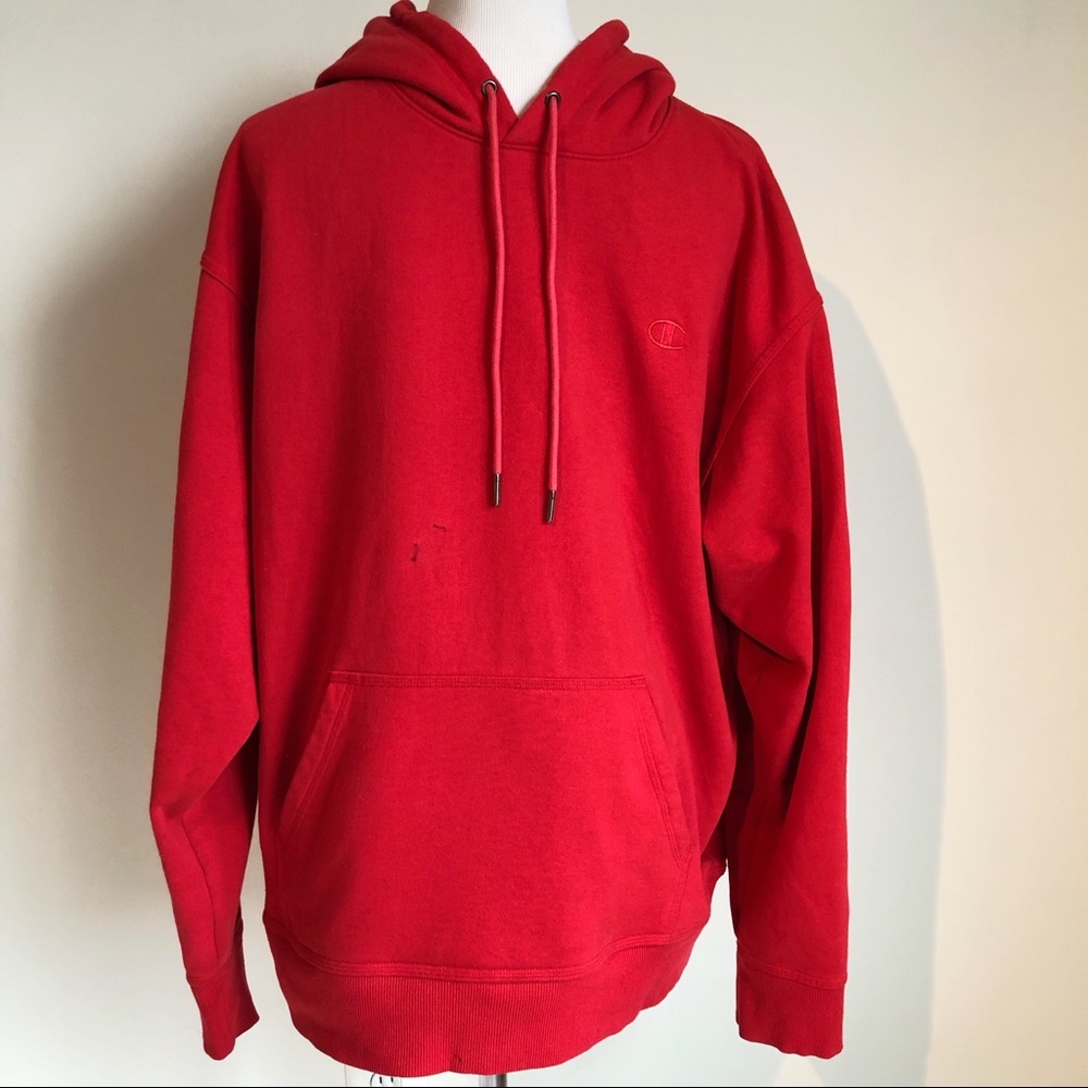 Champion Red Unisex Hooded Pullover Sweatshirt, size Extra Large
